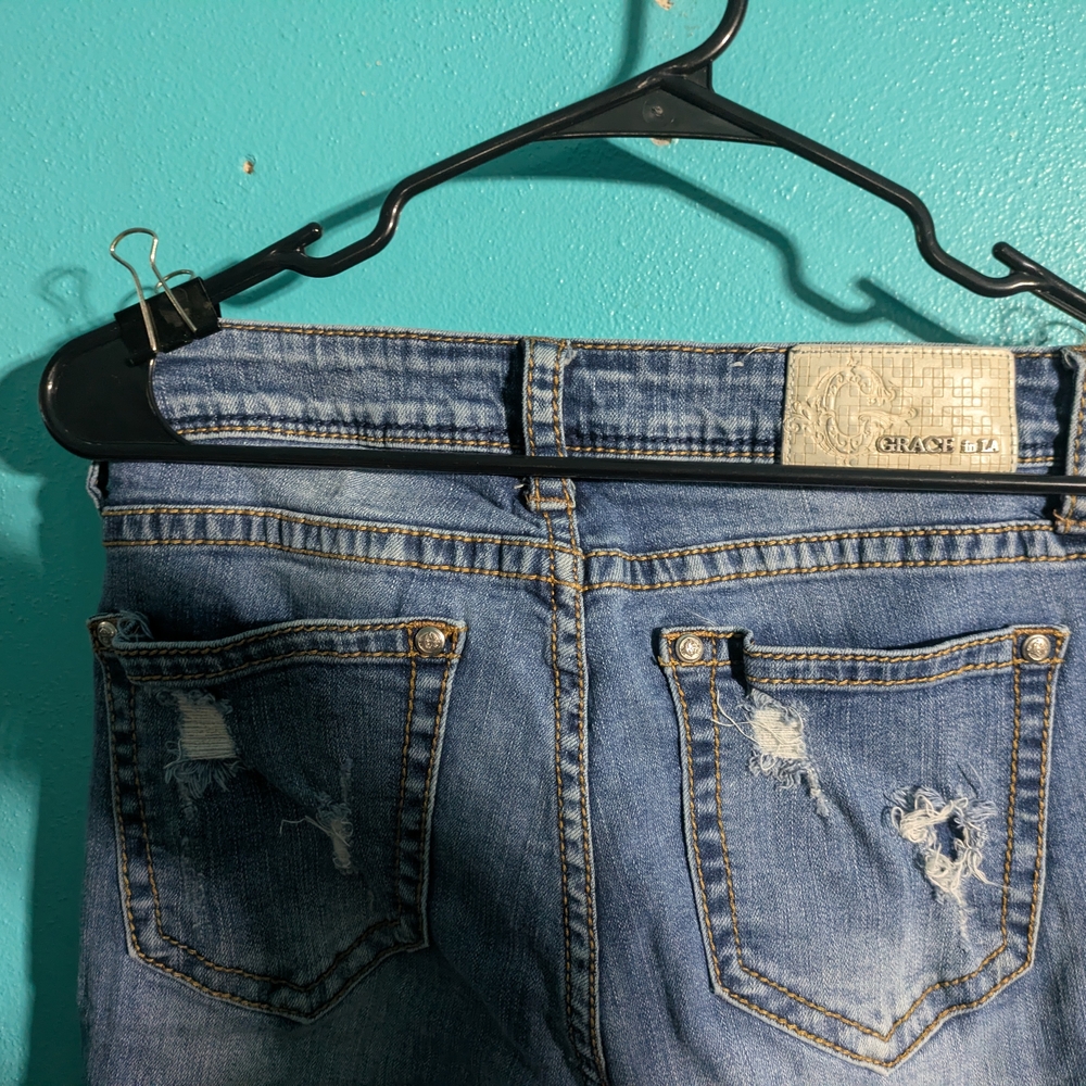 Grace High-Rise Distressed Skinny Jeans - Light Blue - Picture 8 of 12